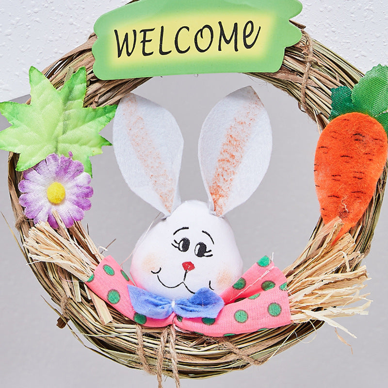Dekorativer Bunny Willkommen Kranz