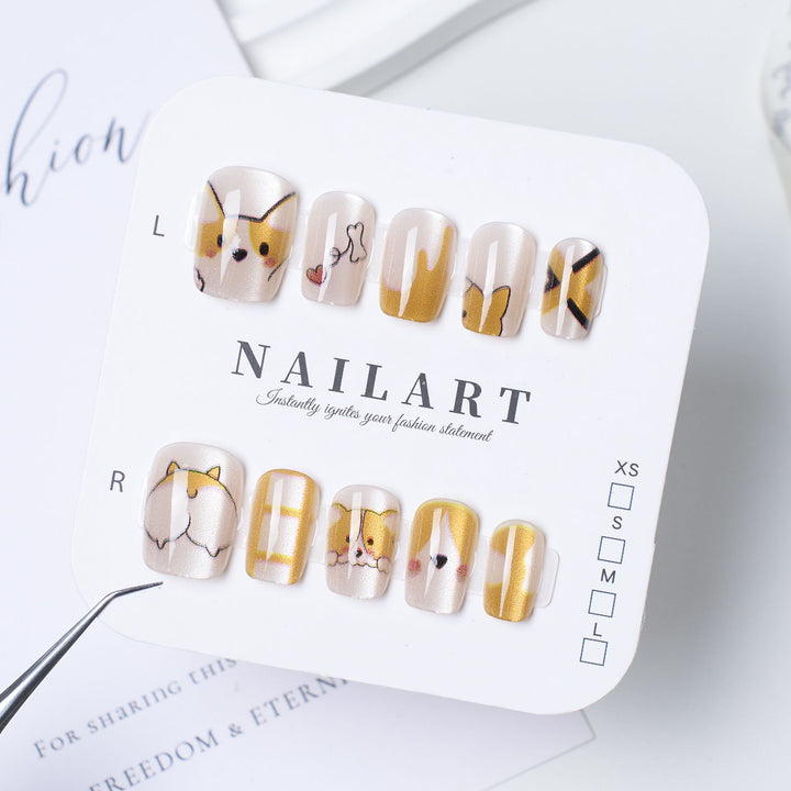 Künstlerisches Press-On-Nagelset mit einzigartigem Leoparden-Design Karnz