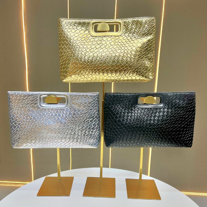Strukturierte Metallic-Abend-Clutch