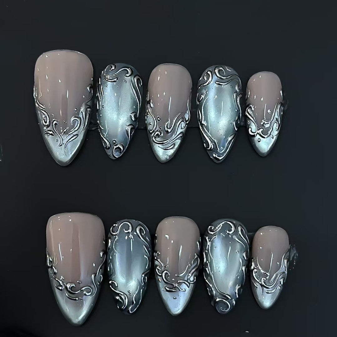 Elegante Glitzernde Press-On Nägel Karnz