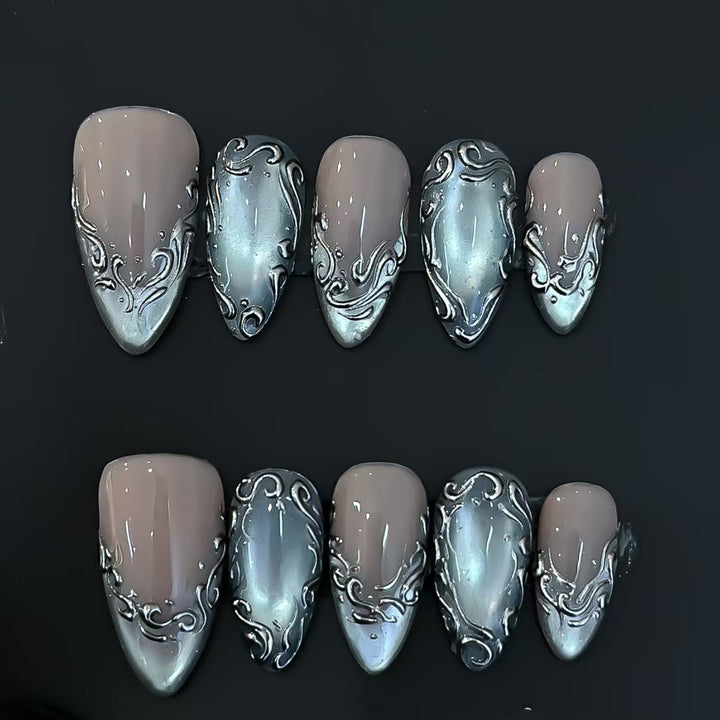 Elegante Glitzernde Press-On Nägel Karnz