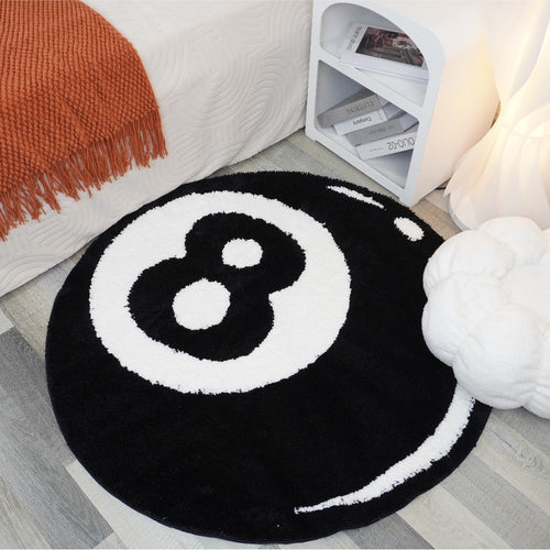 Runde Plüsch 8-Ball Billard-Themen Hochflor Akzentteppich