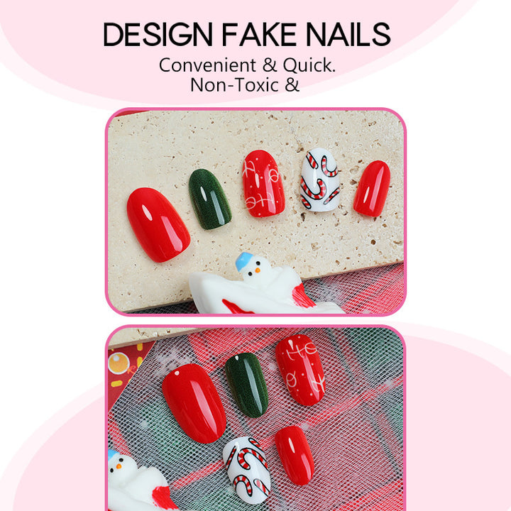 Weihnachts Kunstnagelset mit festlichen Motiven und Glitzerakzenten Karnz