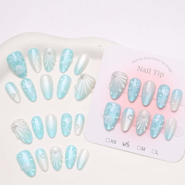 Künstlerisches vom Ozean inspiriertes Press-On Nail Set Karnz