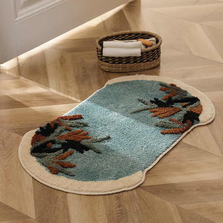 Ovaler Badteppich mit floraler Tuft-Optik und rutschfester Rückseite