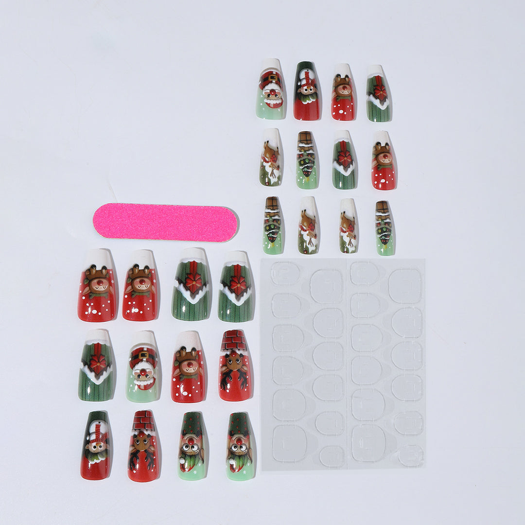 Weihnachtskunstnagelset mit niedlichen Weihnachtsmotiven Karnz