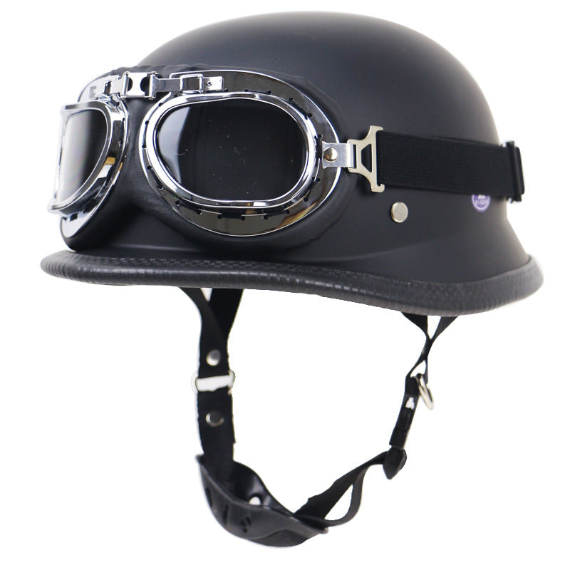 Vintage-Motorradhelm mit schützenden Goggles Karnz