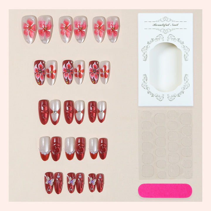 Florale Kunst Press-On Nagelset Karnz