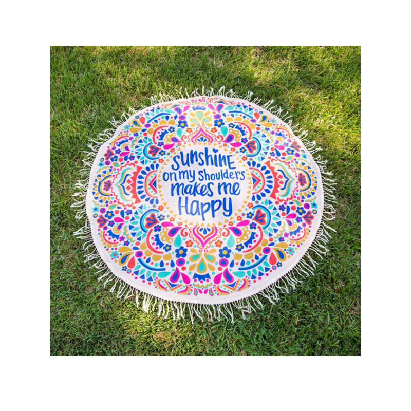 Unisex runde Stranddecke mit buntem Mandala-Motiv Karnz