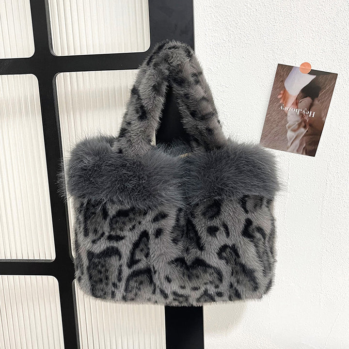 Luxus Kunstpelz Leoparddruck Handtasche