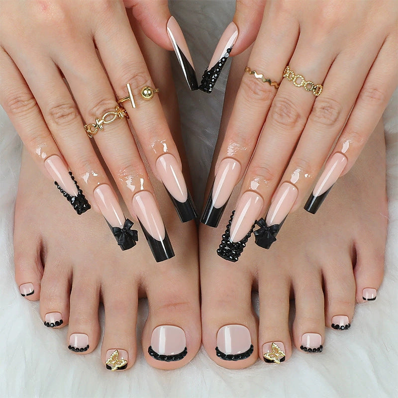 Stylisches Press-On-Nagelset mit elegantem französischen Spitzen-Design Karnz