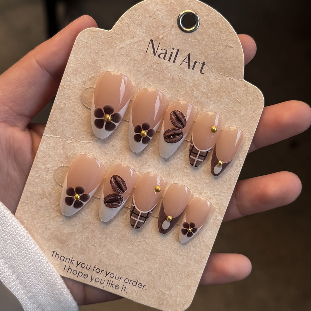Elegantes florales Design Druck-On-Nagelkunst-Set Karnz