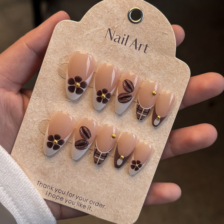 Elegantes florales Design Druck-On-Nagelkunst-Set Karnz