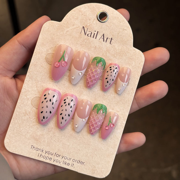Künstlerisches fruchtinspiriertes Press-On Nagelset Karnz