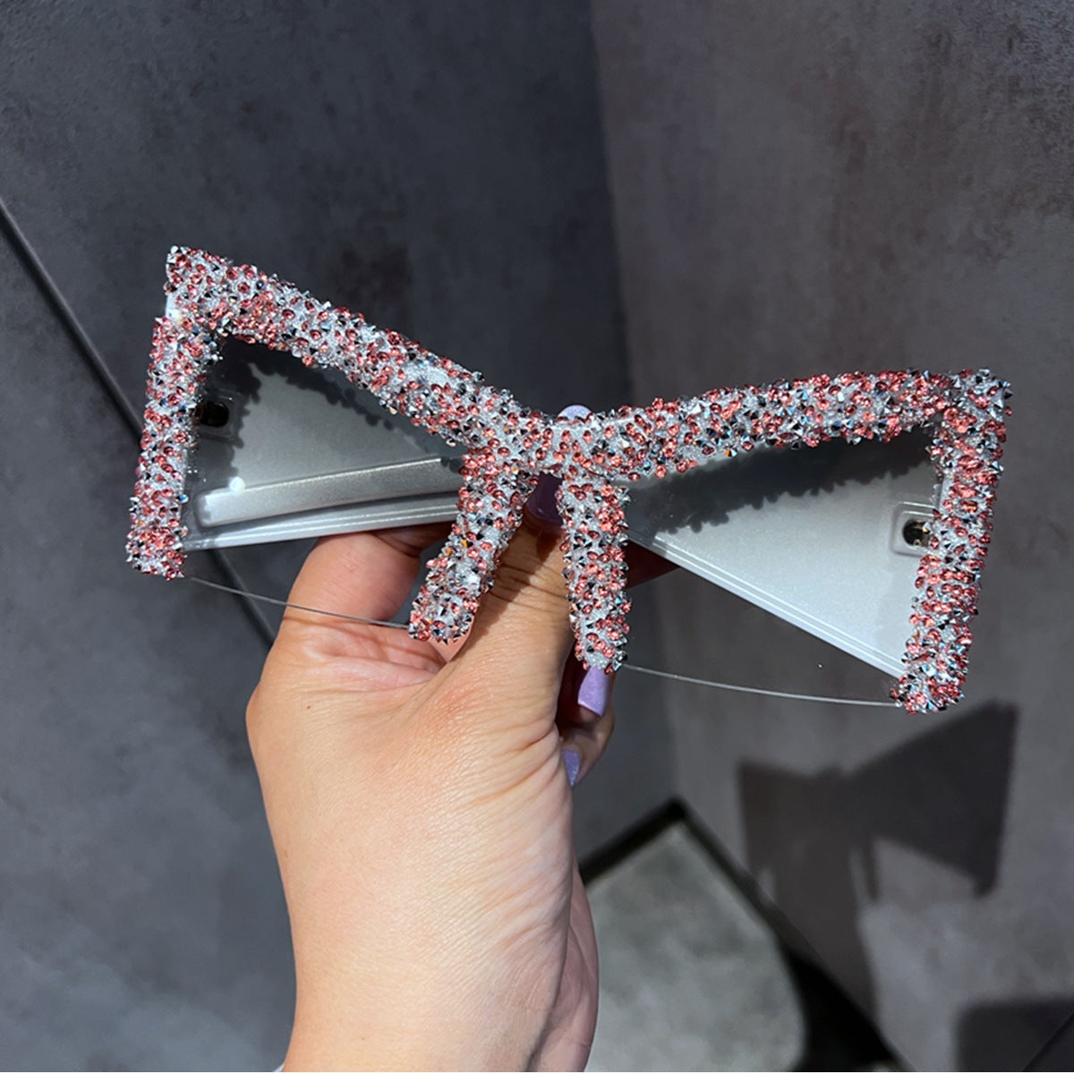 Damen Glamouröse Oversized-Sonnenbrille mit funkelndem Kristallrahmen Karnz