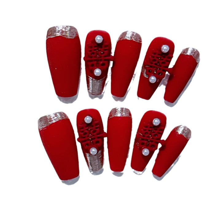 Elegantes mit Strass verziertes Press-On-Nagelset