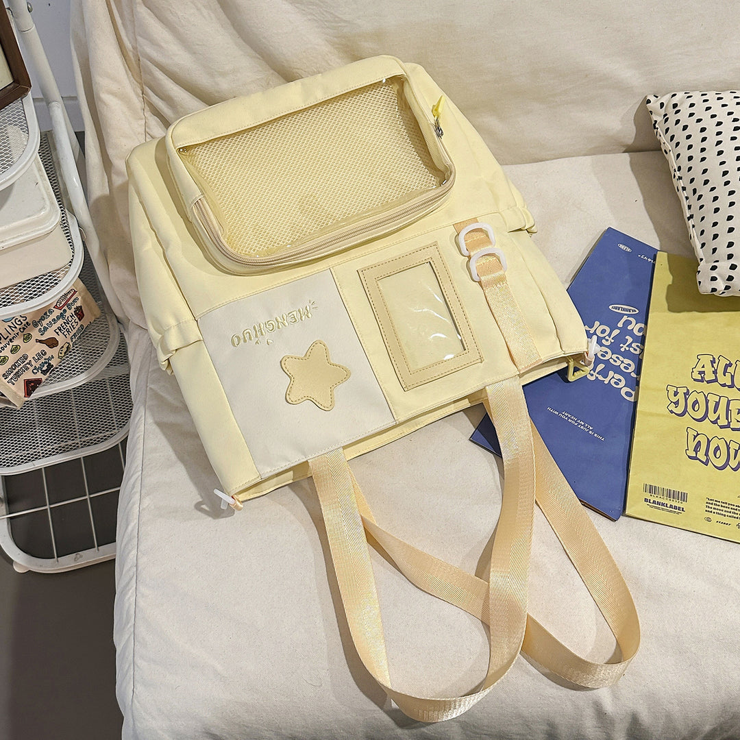 Strukturierter Casual-Rucksack mit transparentem Fach Karnz