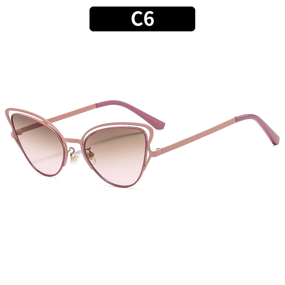 Damen Cat-Eye Sonnenbrille mit luxuriösem Metallrahmen und hochwertigen Verlaufsgläsern Karnz