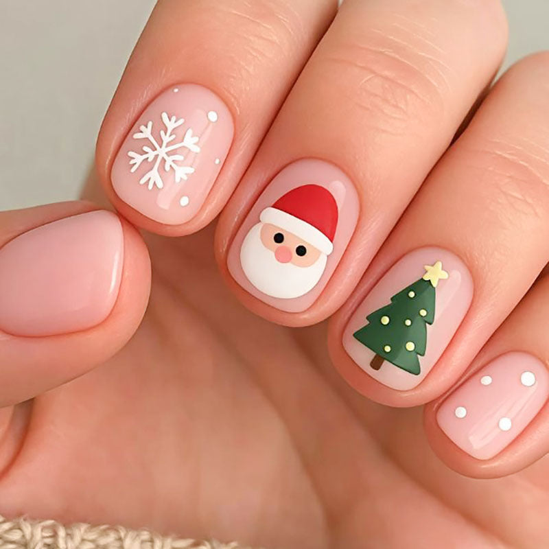 Festliche, Feiertags-Inspirierte Press-On Nagelkunst