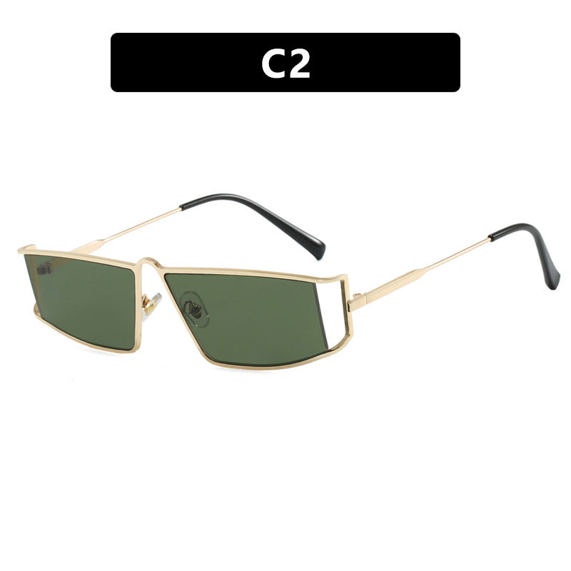 Damen trendige Sonnenbrille im futuristischen Design mit eckigen Gläsern Karnz