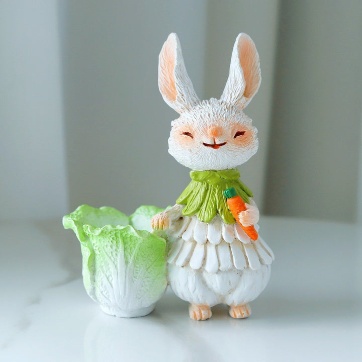 Adorable Hasenfigur mit Salatpflanzer Karnz