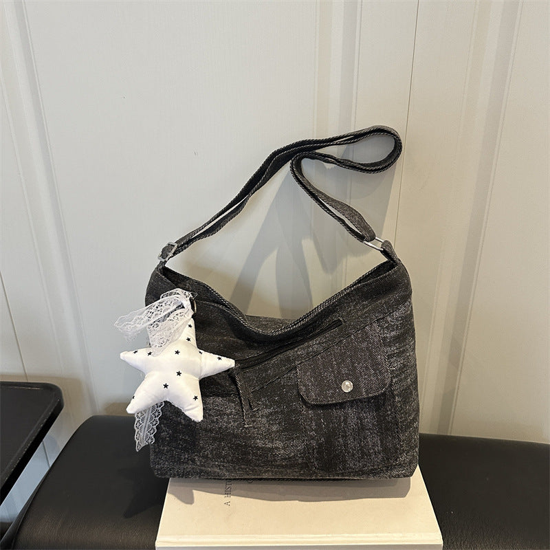 Lässige Stoff Schultertasche