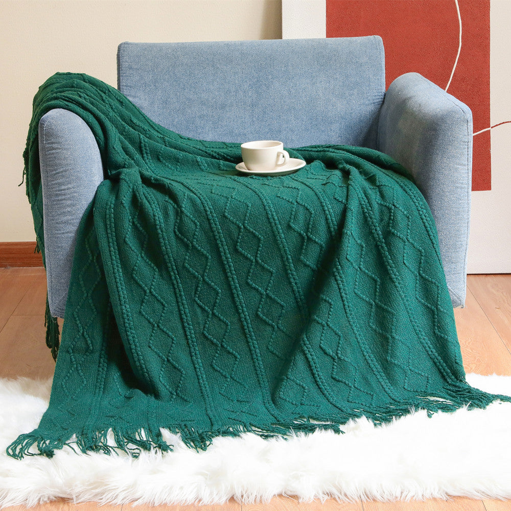 Gemütliche gestrickte Wurfdecke
