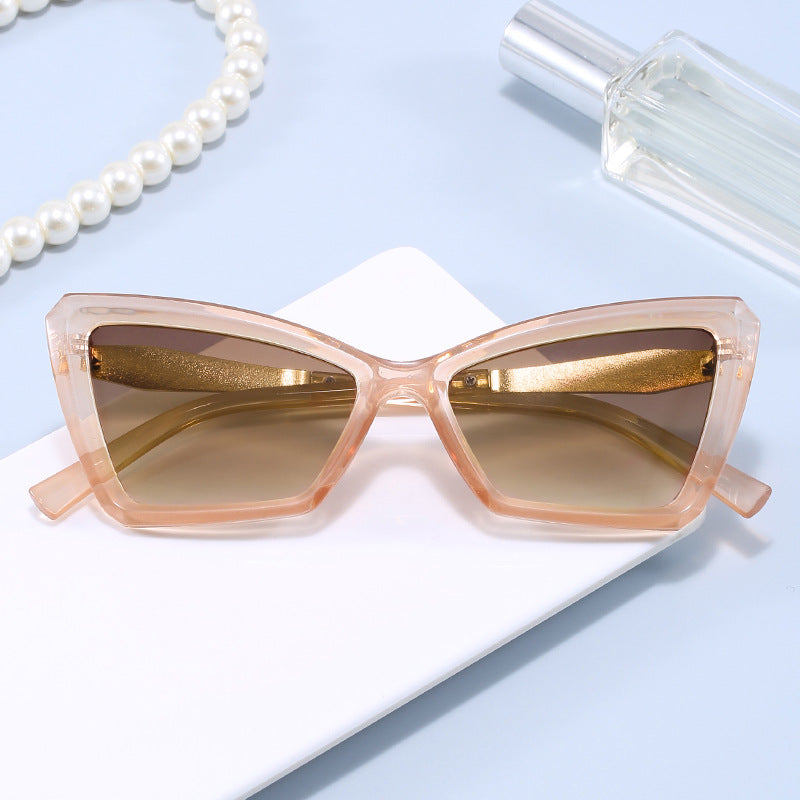 Damen Cat-Eye Sonnenbrille mit luxuriösem transparentem Rahmen Karnz
