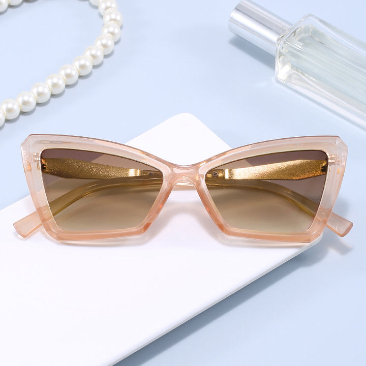 Damen Cat-Eye Sonnenbrille mit luxuriösem transparentem Rahmen Karnz