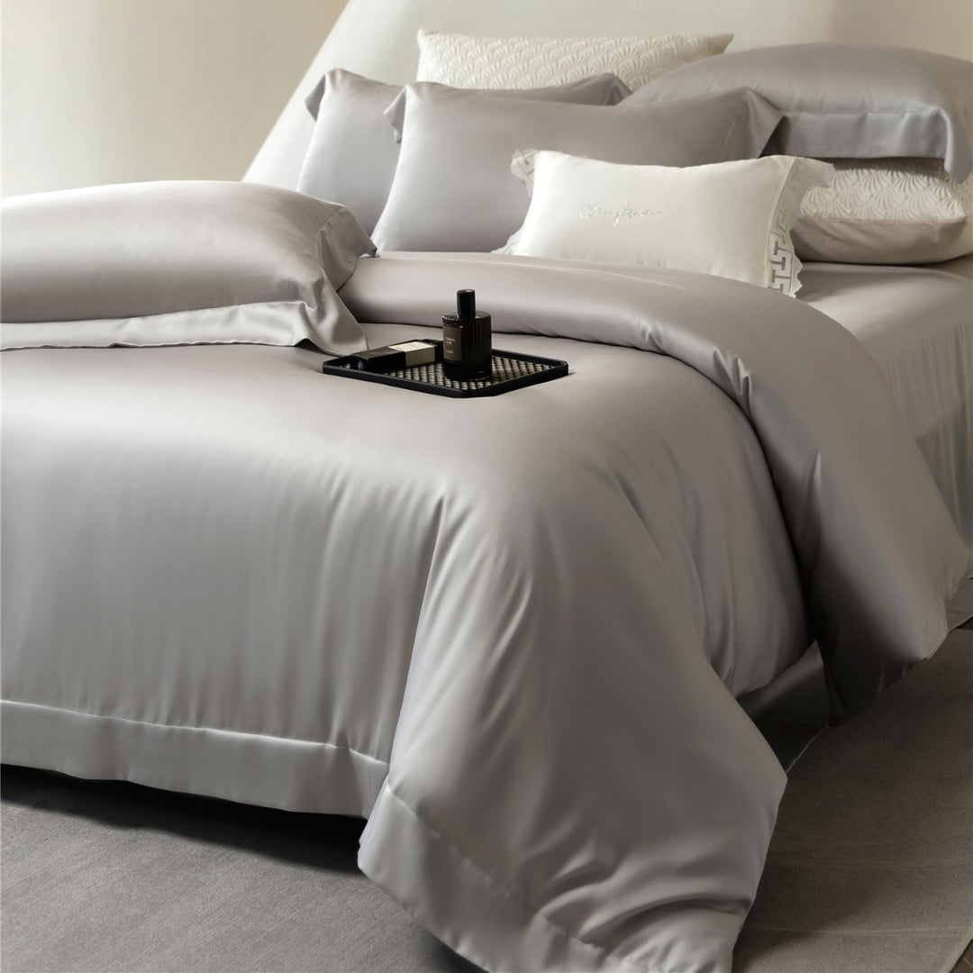 Luxus Satin Bettwäsche Set mit Bettbezug und Kissenbezug