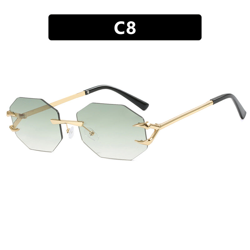 Damen geometrische Sonnenbrille mit modernem Metallrahmen Karnz