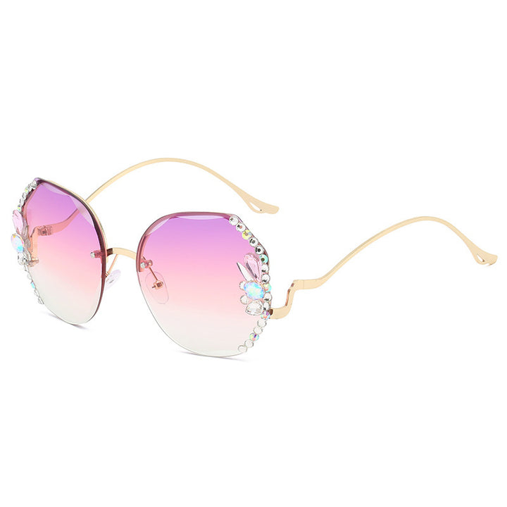 Damen Oversized Sonnenbrille mit dekorativen Steinen Karnz