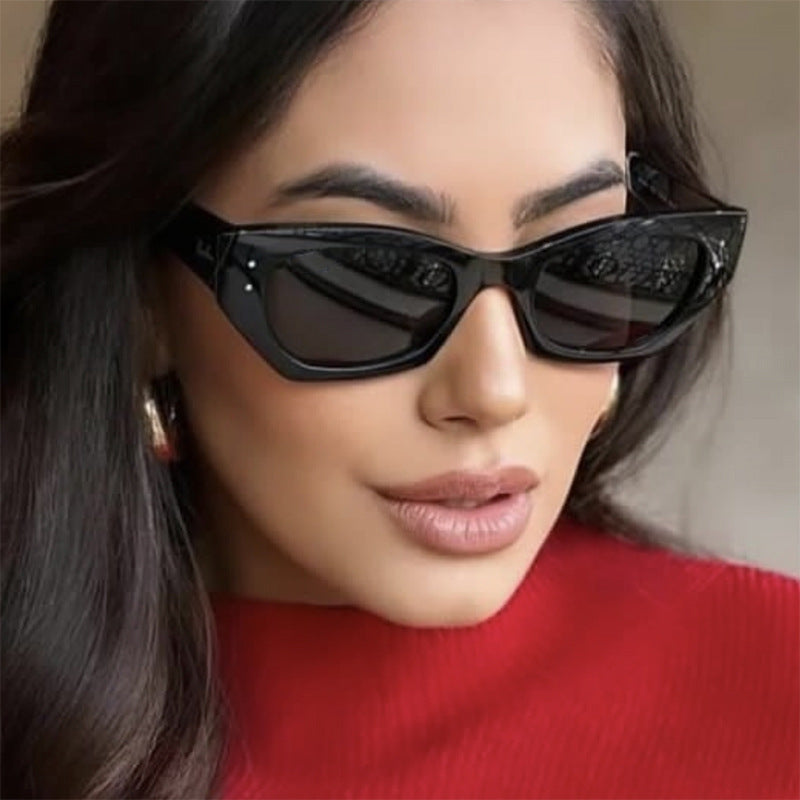 Damen trendige Cat-Eye Sonnenbrille mit elegantem Kunststoffrahmen Karnz