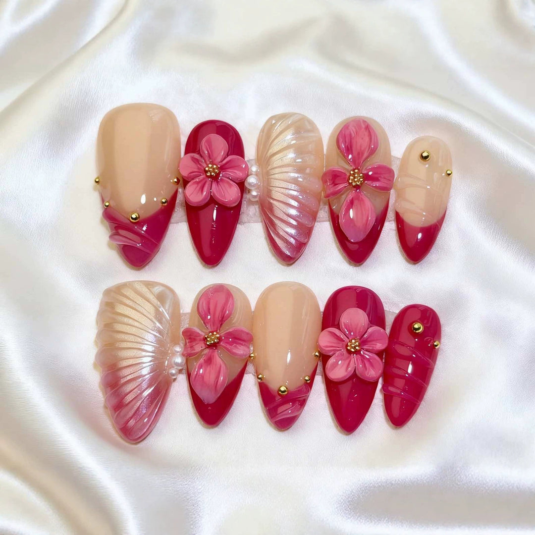 Floral Accent Press-On Nagelkunst Set  1791774525