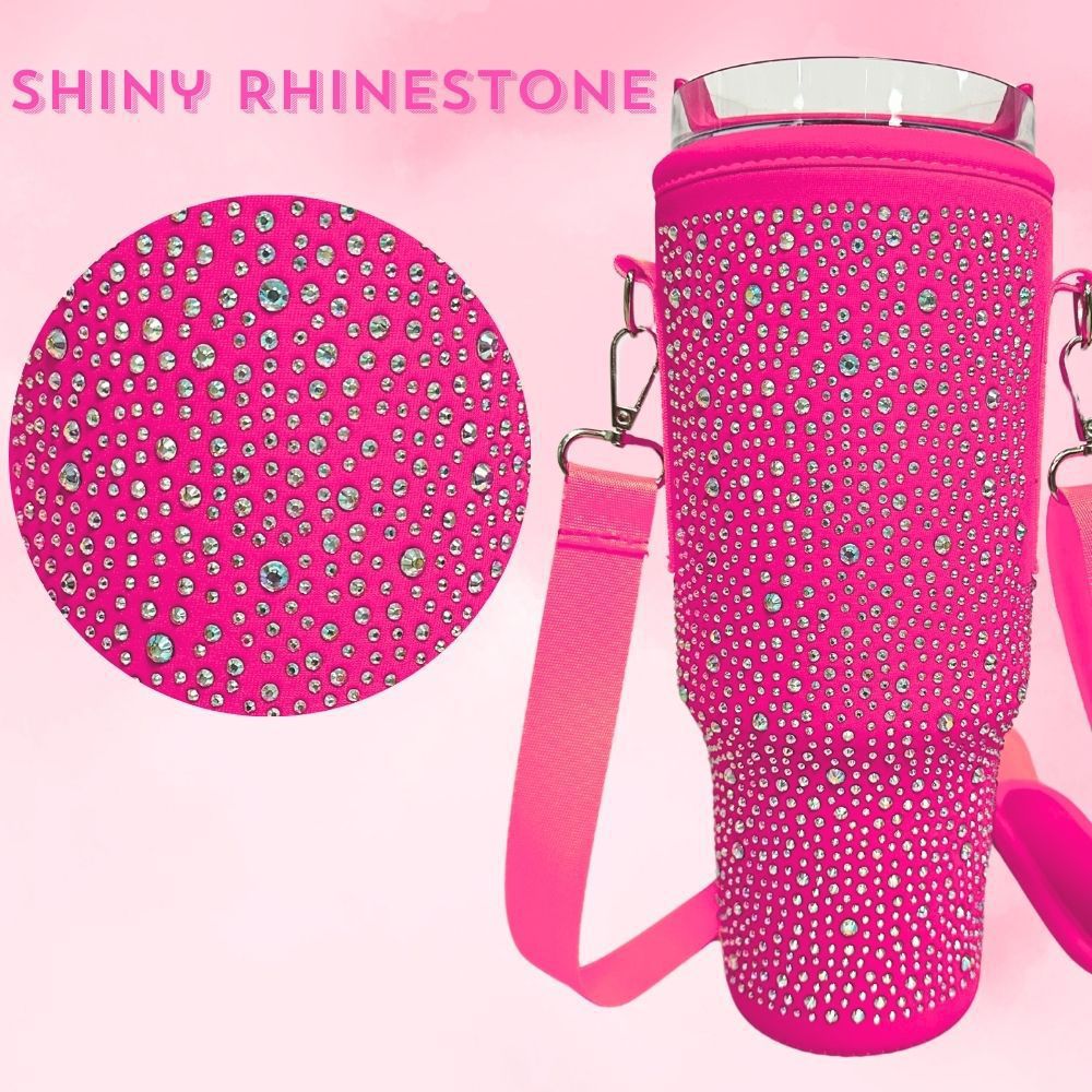 Damen trendige und glitzernde Trinkflasche mit Umhängetasche Karnz