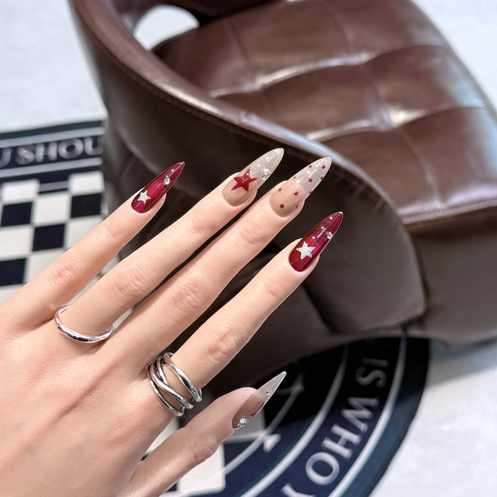 Star-Accent Druck-auf-Nagelset Karnz
