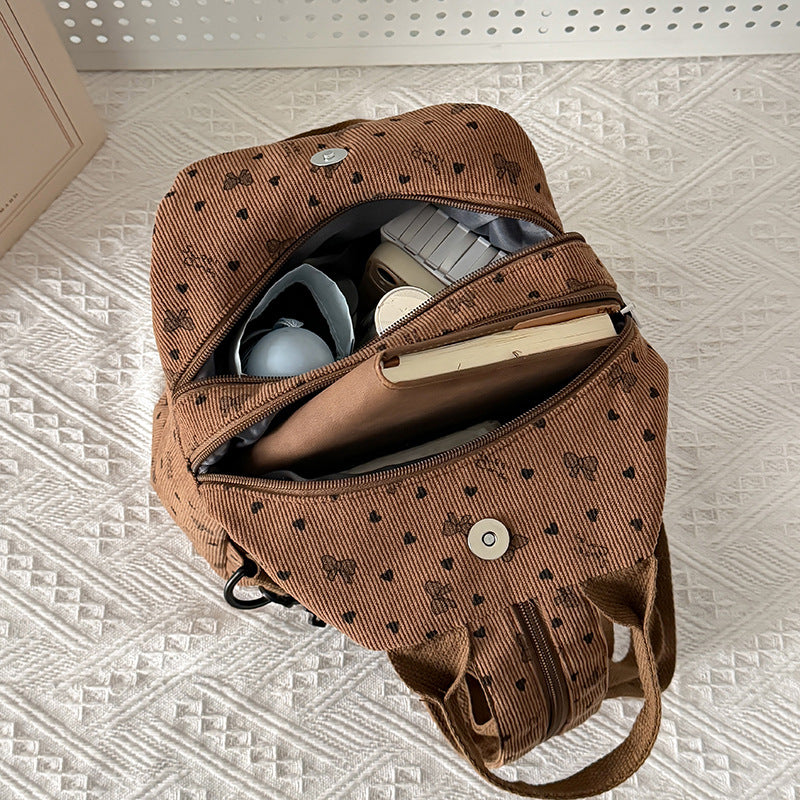 Cord-Rucksack mit Verspielten Motiven Karnz