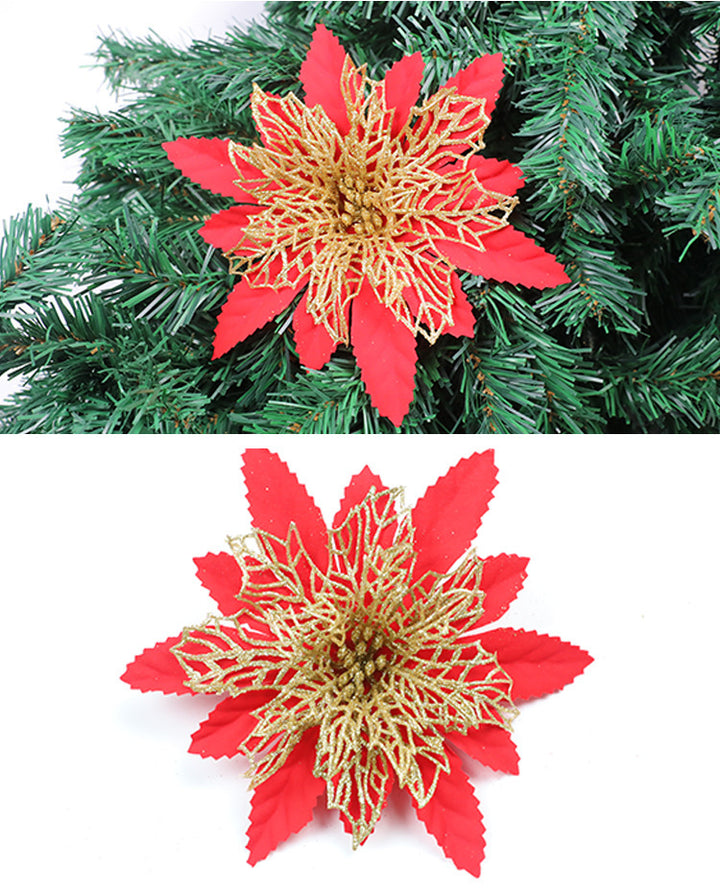 Glitzerndes Feiertags-Blumenakzent-Ornament Karnz