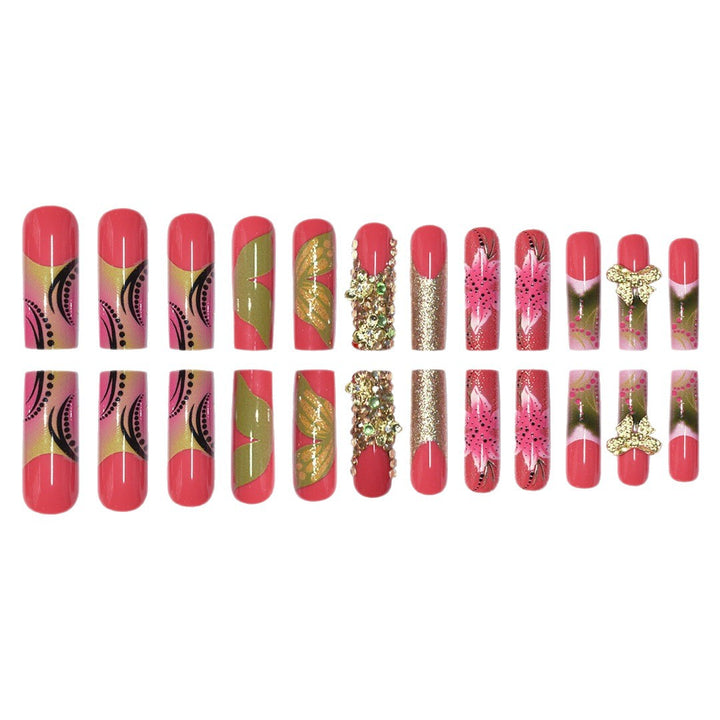 3D Floral Edelstein Press-On Nagelkunst Karnz