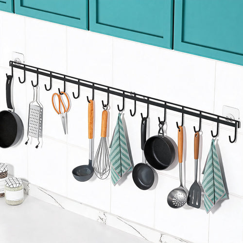 Wandmontierte Mehrfachhaken Küchenutensilien und Pfannenhalter Rack