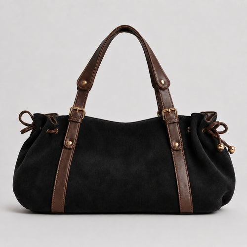 Strukturierte Wildleder-Handtasche