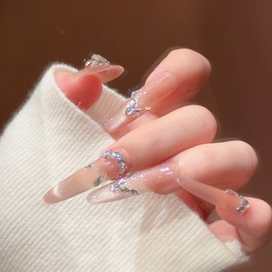 Luxus Strass-besetzte Stiletto Press-On Nägel Karnz