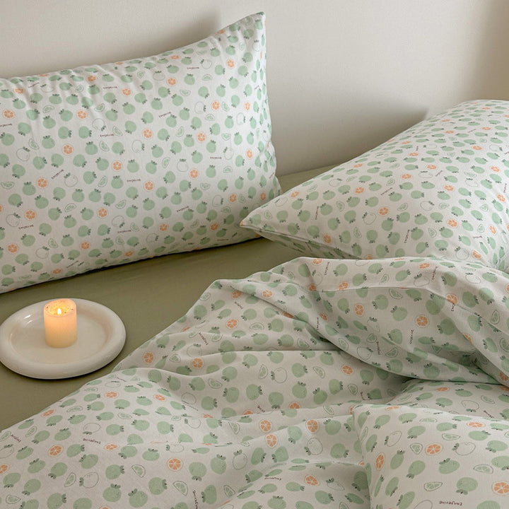 Plaid Baumwollsatin Bettbezug und Kissenbezug Bettwäsche Set