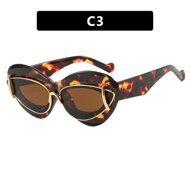 Damen extravagante Katzenaugen-Sonnenbrille Karnz