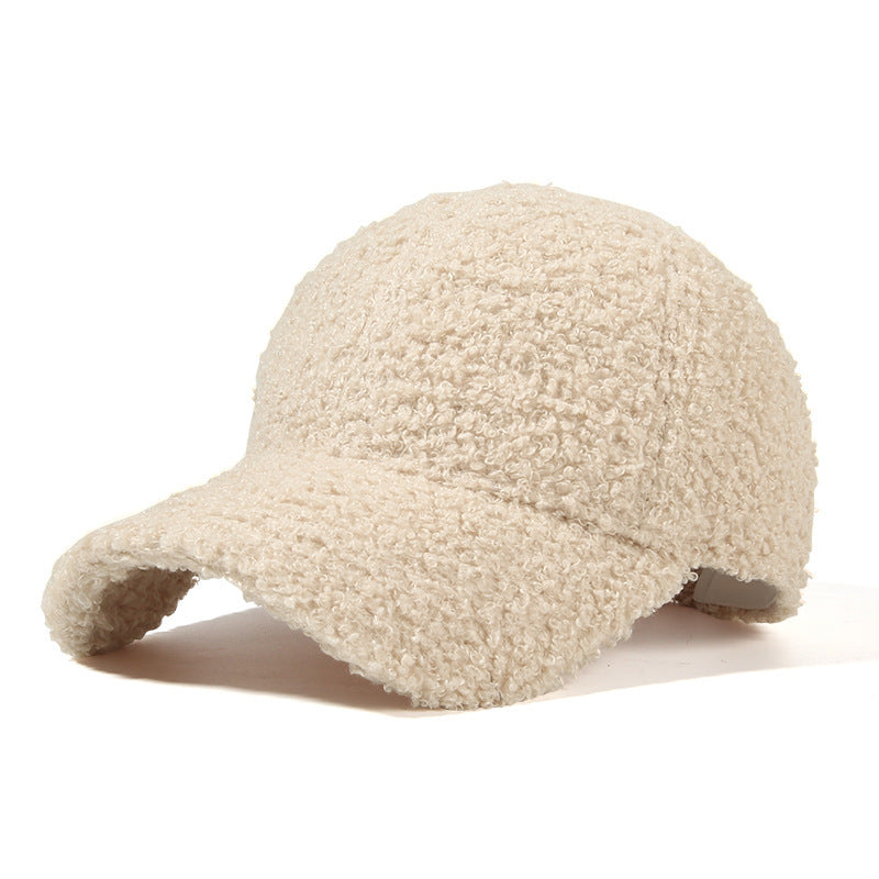 Sherpa Teddy Faux-Shearling Baseballmütze mit geschwungenem Schirm und verstellbarem Rückengurt Karnz