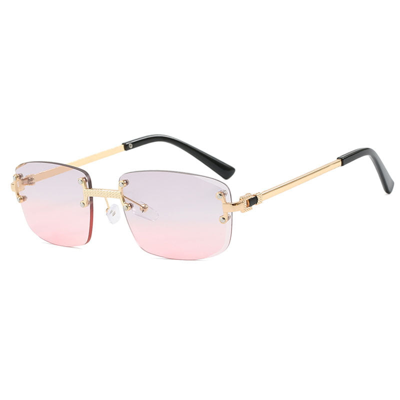 Damen elegante quadratische Sonnenbrille mit transparenten Gläsern und hochwertigem Metallrahmen Karnz