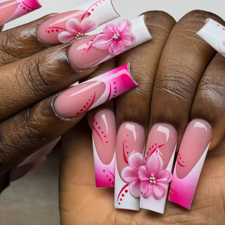 Künstlerisches Floral Stiletto Nagelkunst Set Karnz
