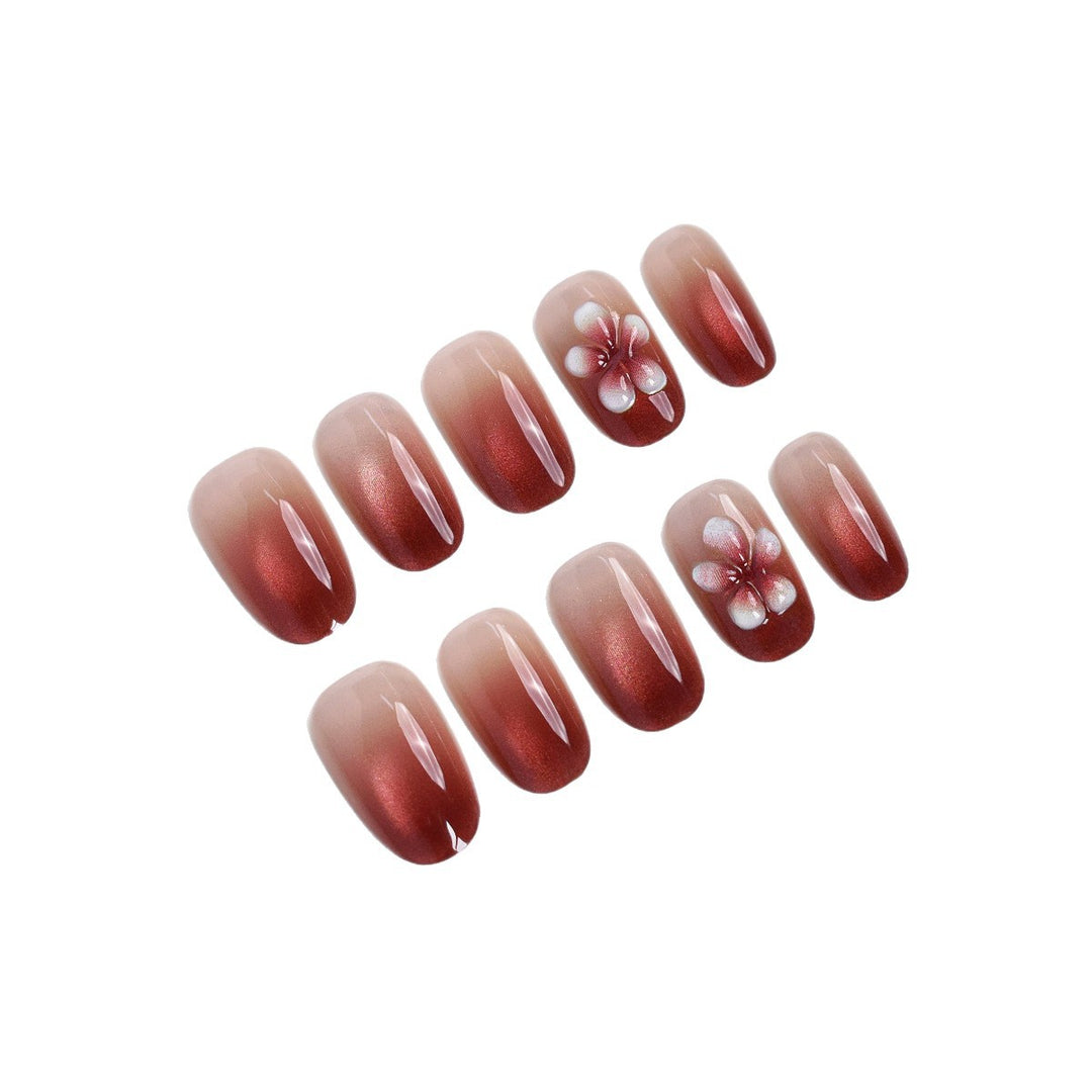 Elegantes Blumendruck-Nagelset Karnz
