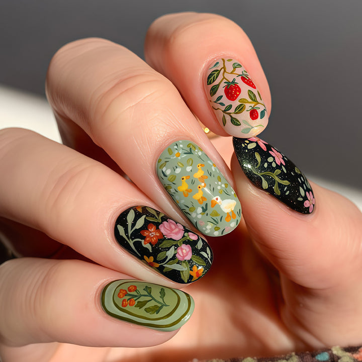 Saisonales thematisiertes Press-On-Nagelkunst-Set Karnz
