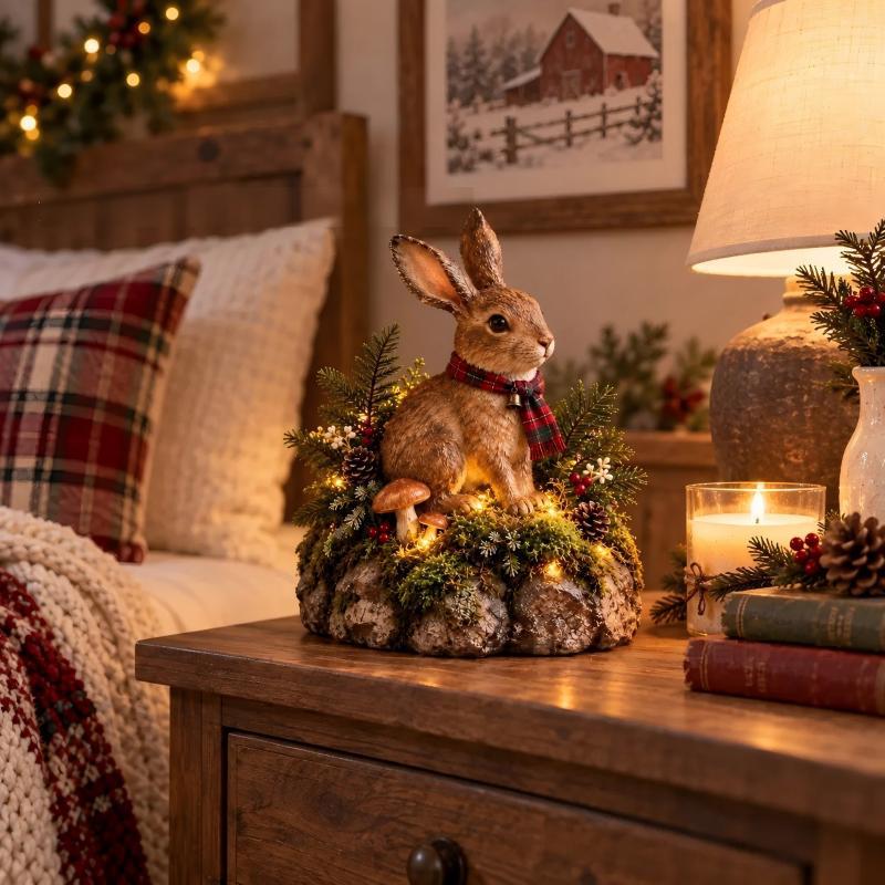 Dekorative Hase mit Weihnachtsmotiv Karnz